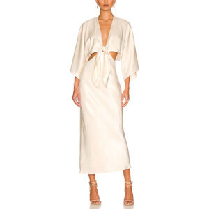 Shona Joy La Lune 'Bias' White Tie Front Midi Dress Size 6